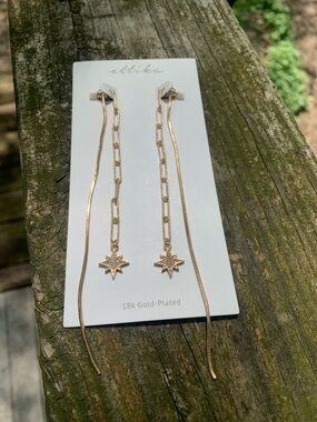 NWT ettika Gold Star Threader Dangle Earrings